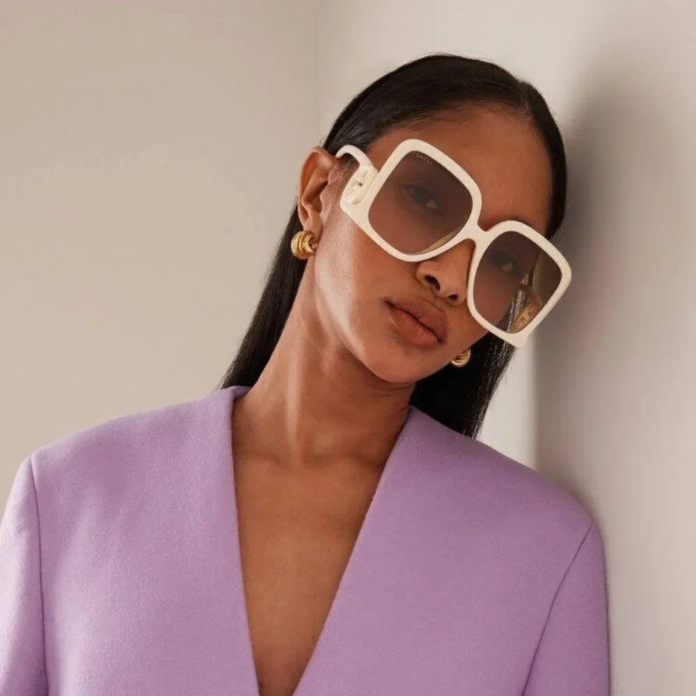 NEW Gucci GG1326S 002 Ivory Brown Gradient Oversized Square Women Sunglasses